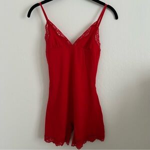 Skims Fits Everybody Lace Triangle Onesie in Cayenne size Small